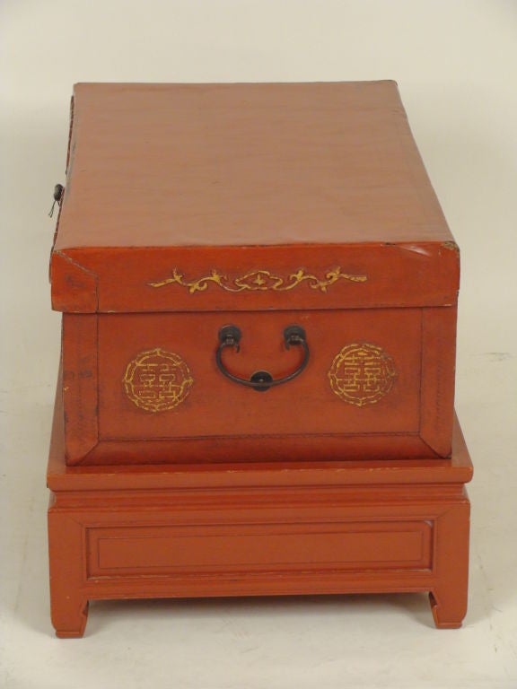 Pair of Chinese pigskin trunks