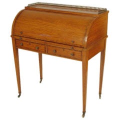 Edwardian satinwood cylinder desk