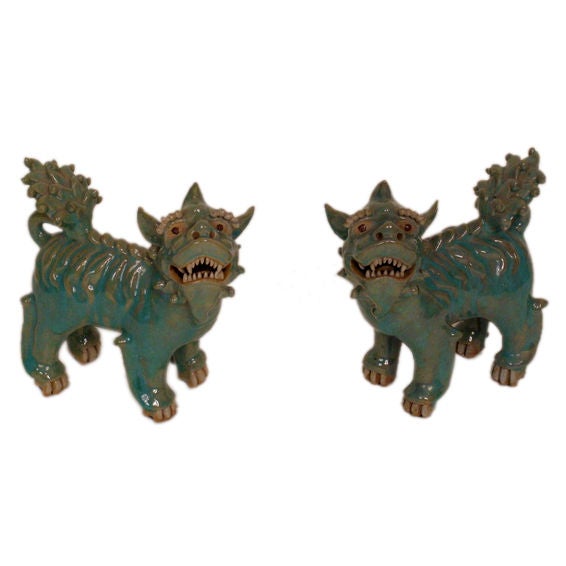 Pair of whimsical foo dogs