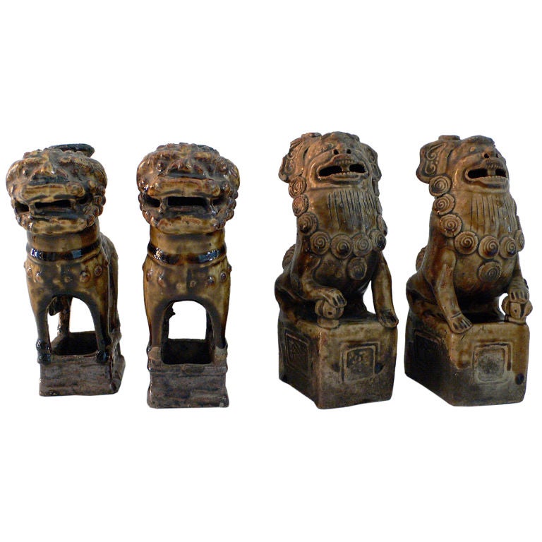 Four Glazed Pottery Joss Stick Holders at 1stDibs