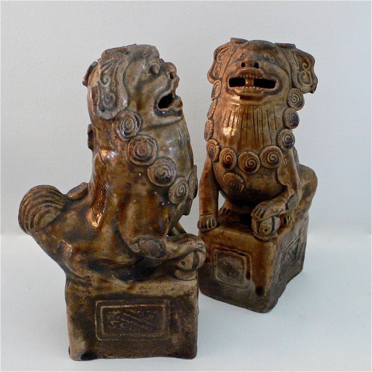 Four Glazed Pottery Joss Stick Holders