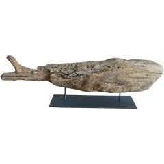 Primitive Wooden Whale Carving