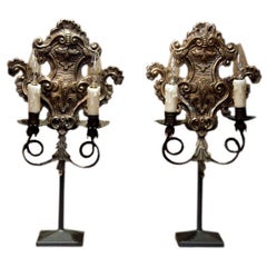 Pair of Pounded Metal Plum Lights