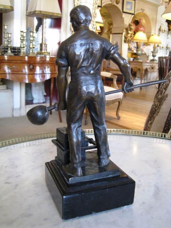 German Bronze Sculpture of a Metalworker by Echte Bronze