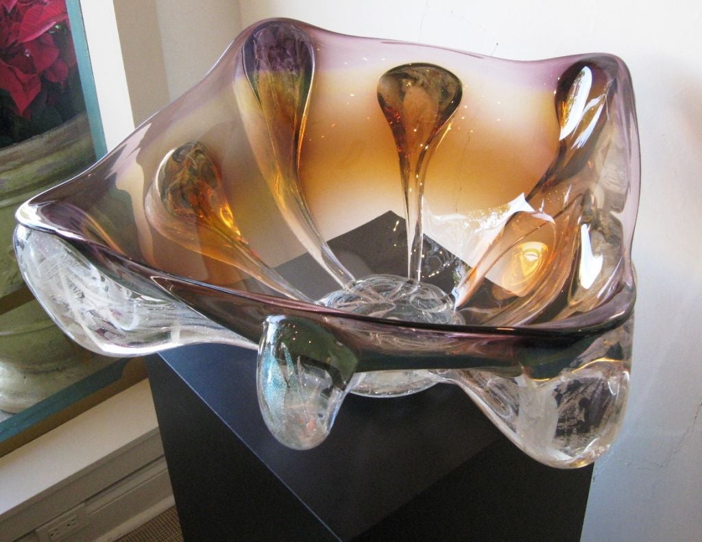 American Large Art Glass Bowl Sculpture