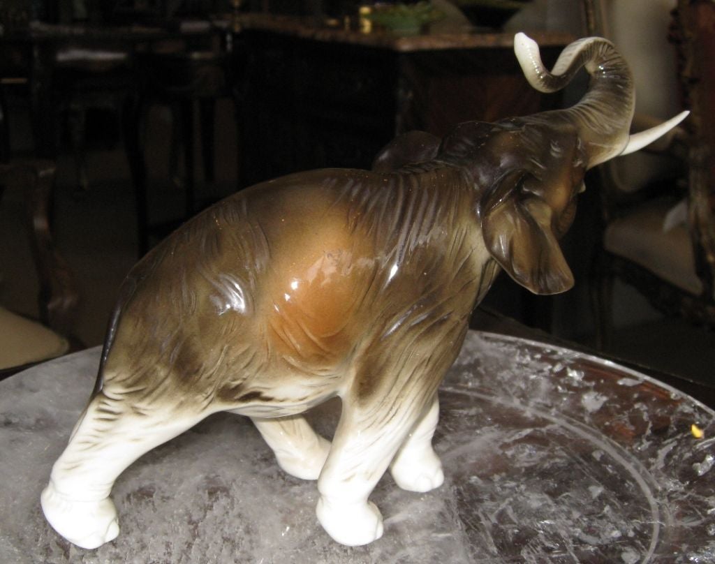 20th Century Royal Dux Bohemia Porcelain Elephant For Sale