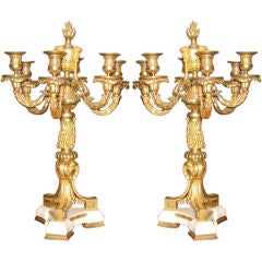 Vintage Pair of French Dore Bronze Candelabra