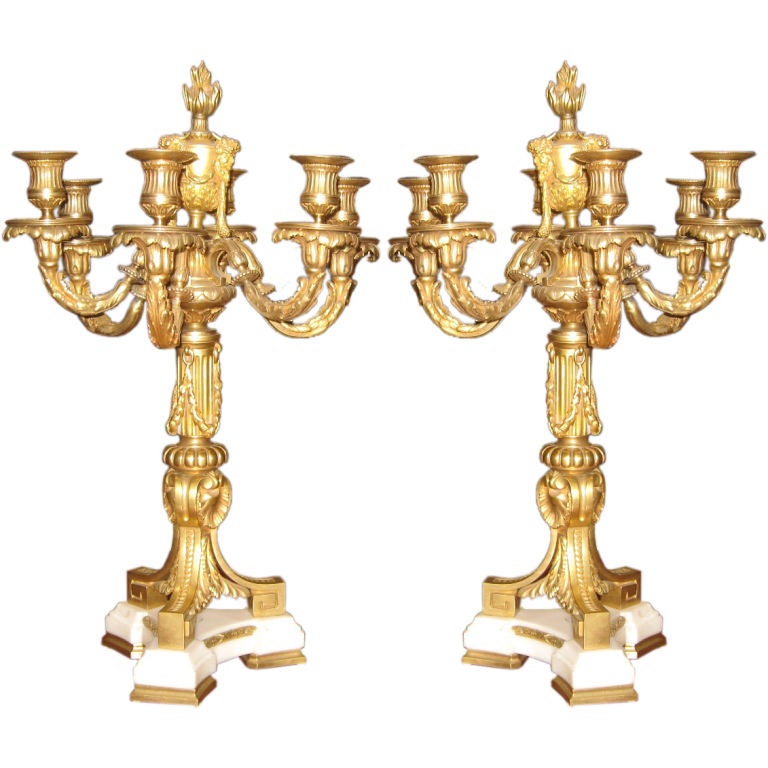 Pair of French Dore Bronze Candelabra For Sale