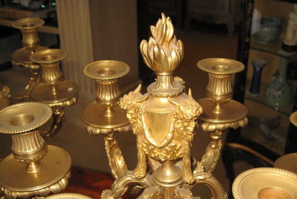 20th Century Pair of French Dore Bronze Candelabra For Sale
