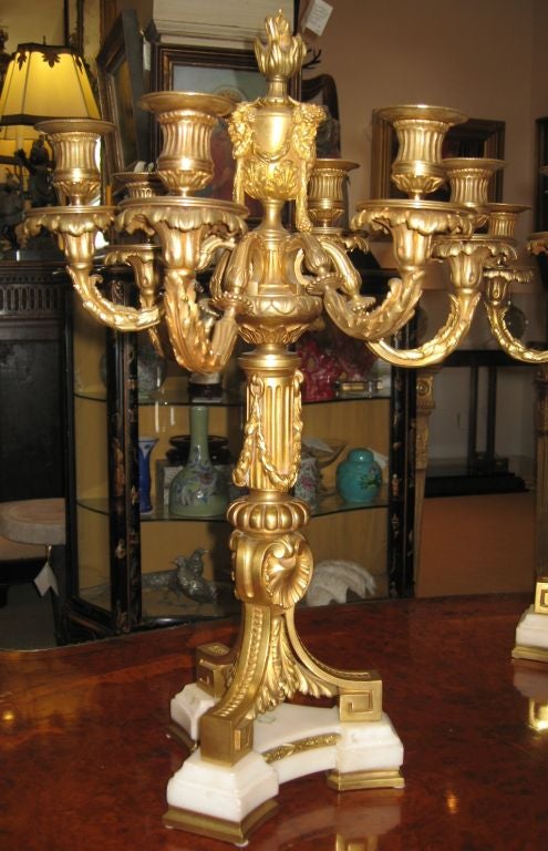 Pair of French Dore Bronze Candelabra For Sale 5