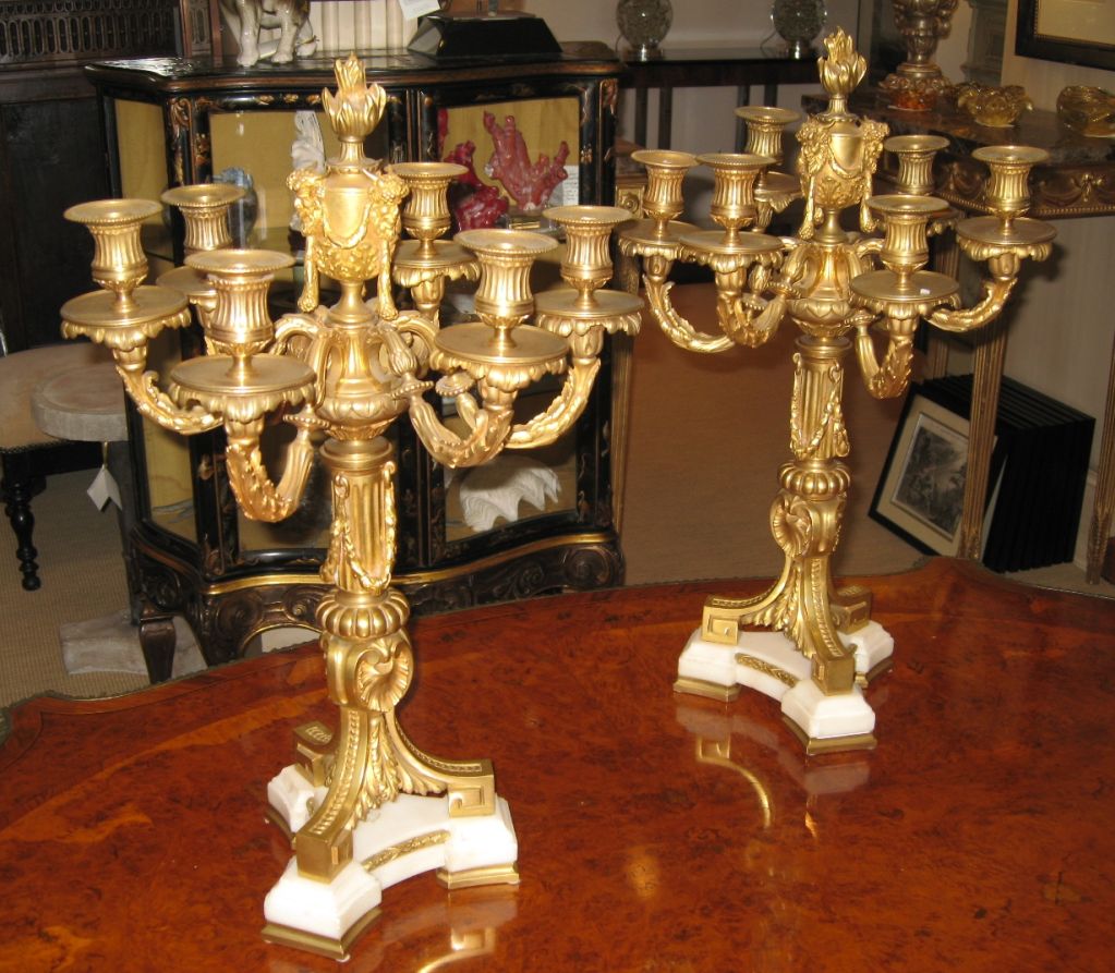 Pair of French Dore Bronze Candelabra For Sale 6