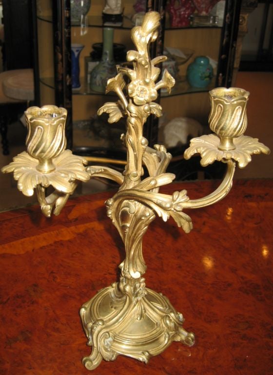 Pair of Bronze Art Nouveau French Candelabra