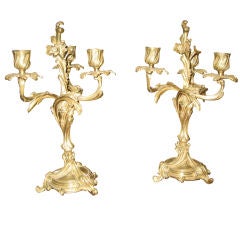 Pair of Bronze Art Nouveau French Candelabra