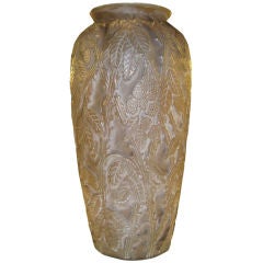 Phoenix Sculptured Art Glass Vase