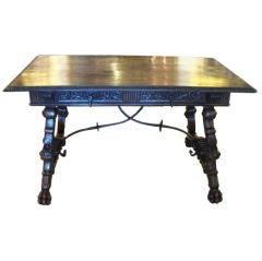 Spanish 19th Century Walnut Trestle Table