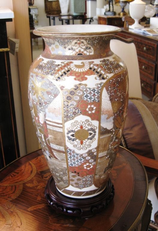 Hand-Painted Japanese Satsuma Vase For Sale