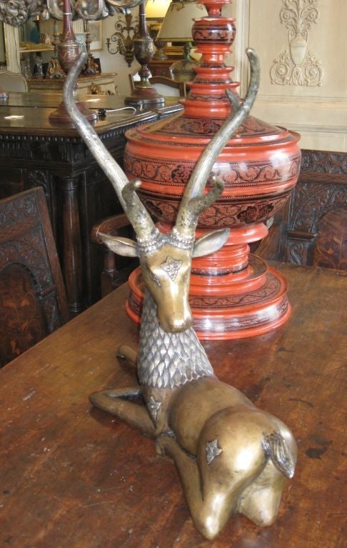 19th Century Bronze Deer Sculpture from Thailand For Sale