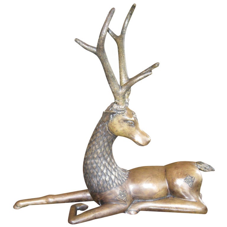 Bronze Deer Sculpture from Thailand For Sale