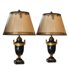 Pair of French Marble Urns as Lamps