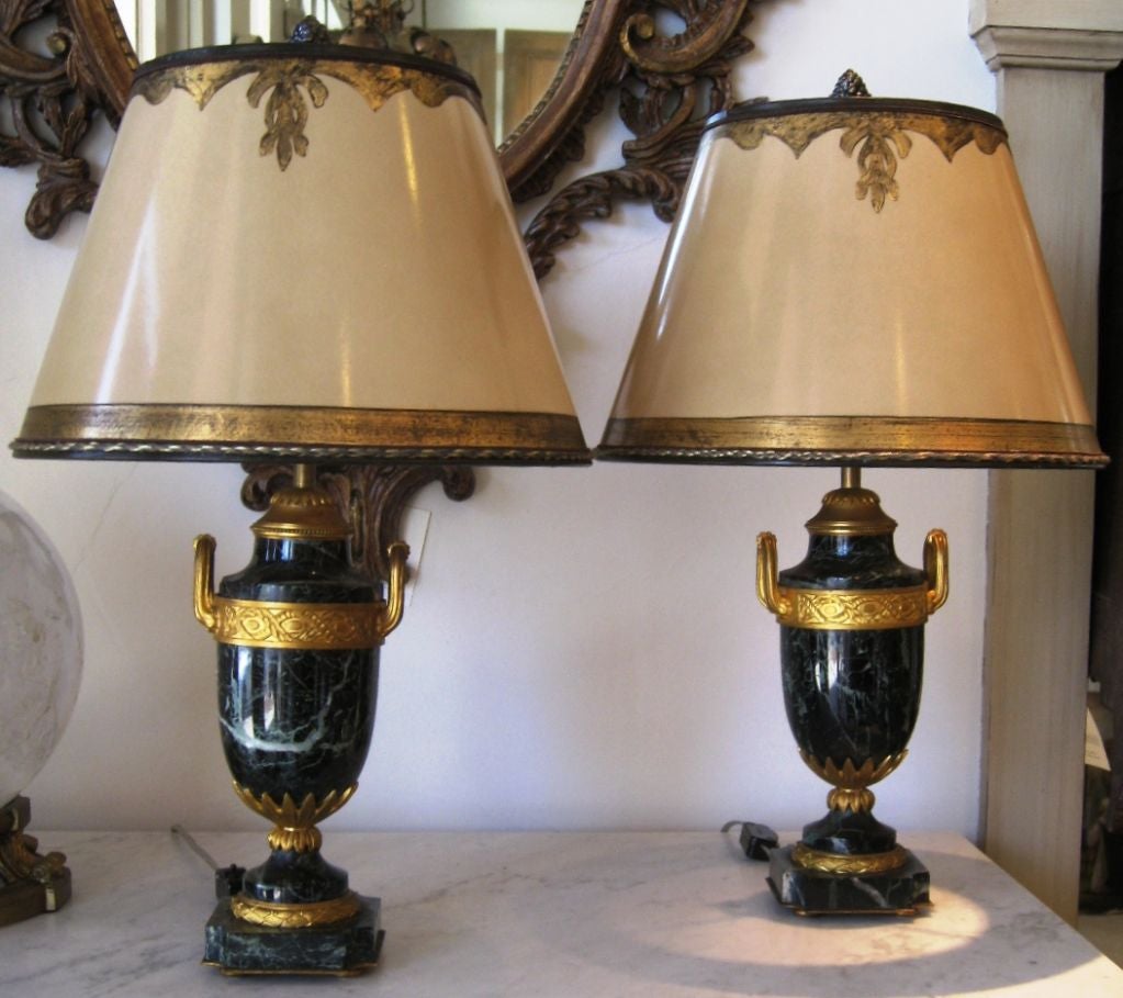 Pair of French Marble Urns as Lamps