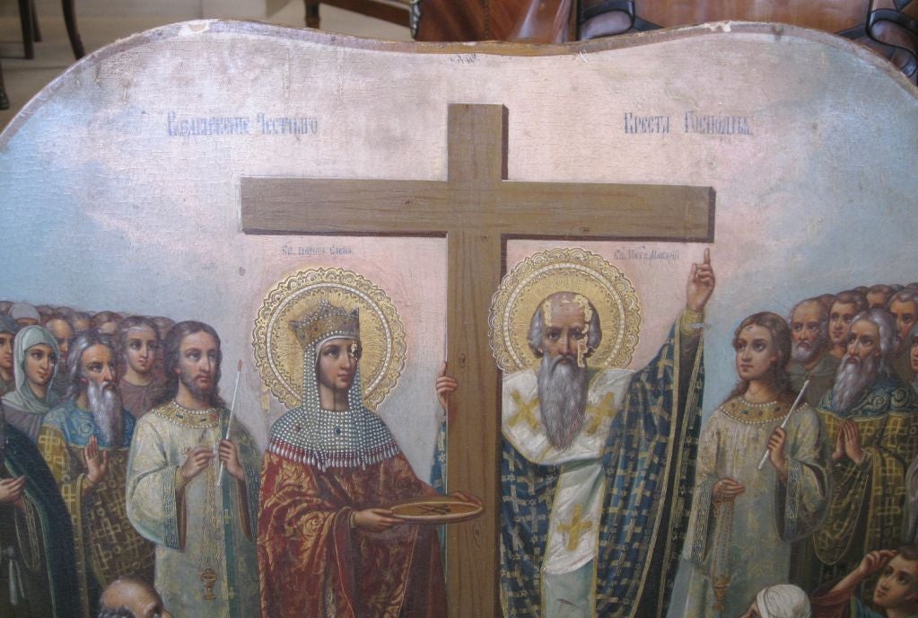Rare Russian Icon of the Adoration of the Holy Cross For Sale 4