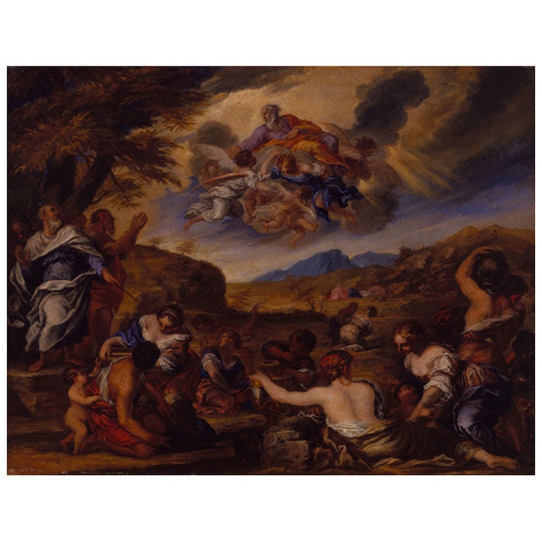 Moses Striking the Rock and the Gathering of Manna by Cotta For Sale