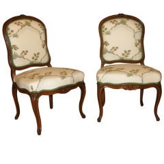 A pair of Louis XV beech wood chaises. Stamped: LEDUC