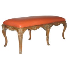 An Unusual Six Legged Finely Carved Walnut Long Bench