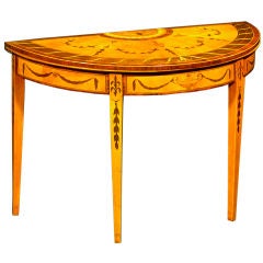 A George III Satinwood Demi-lune Console Table