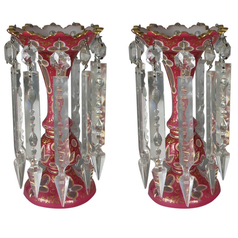 Pair of Bohemian glass lustres