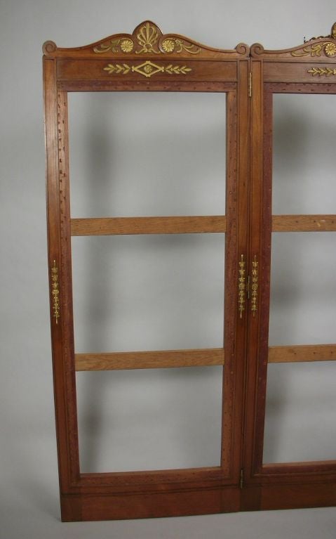 French Empire Style Walnut Three Panel Screen
