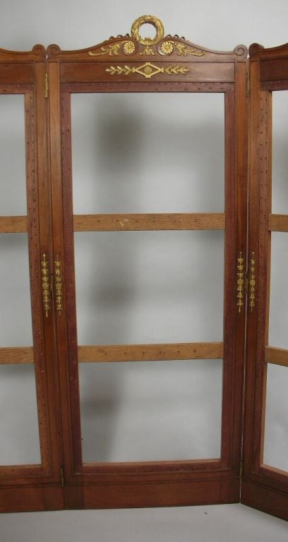19th Century Empire Style Walnut Three Panel Screen