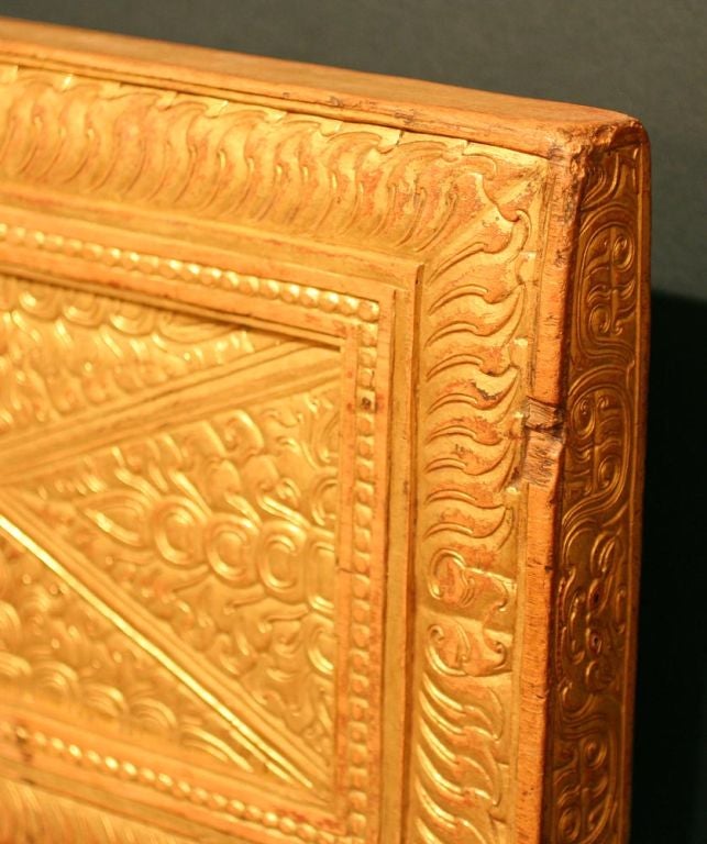 Giltwood Large Two-sided Tibetan Book Cover with Dhyani Buddhas Motif