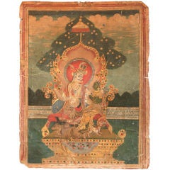 Small Nepalese Painting of an Enthroned Divinity