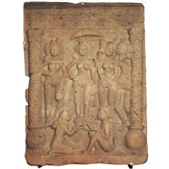 Antique Ancient Indian Plaque of a Noble Woman and Attendants