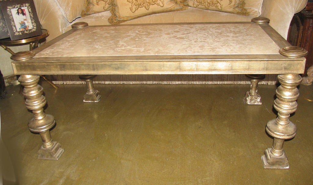 Silver Gilt Coffee Table with Marble Top