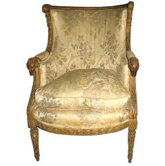 19th Century French Louis XVI Style Parcel Gilt Bergere