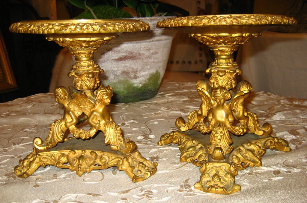 19th Century Pair of French Gilt Bronze Tazza