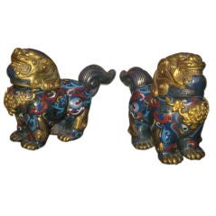Pair of Chinese Cloisonne Foo Lion Censors