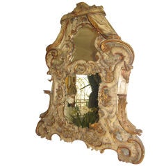 Rare German Rococo Parcel Gilt Mirror
