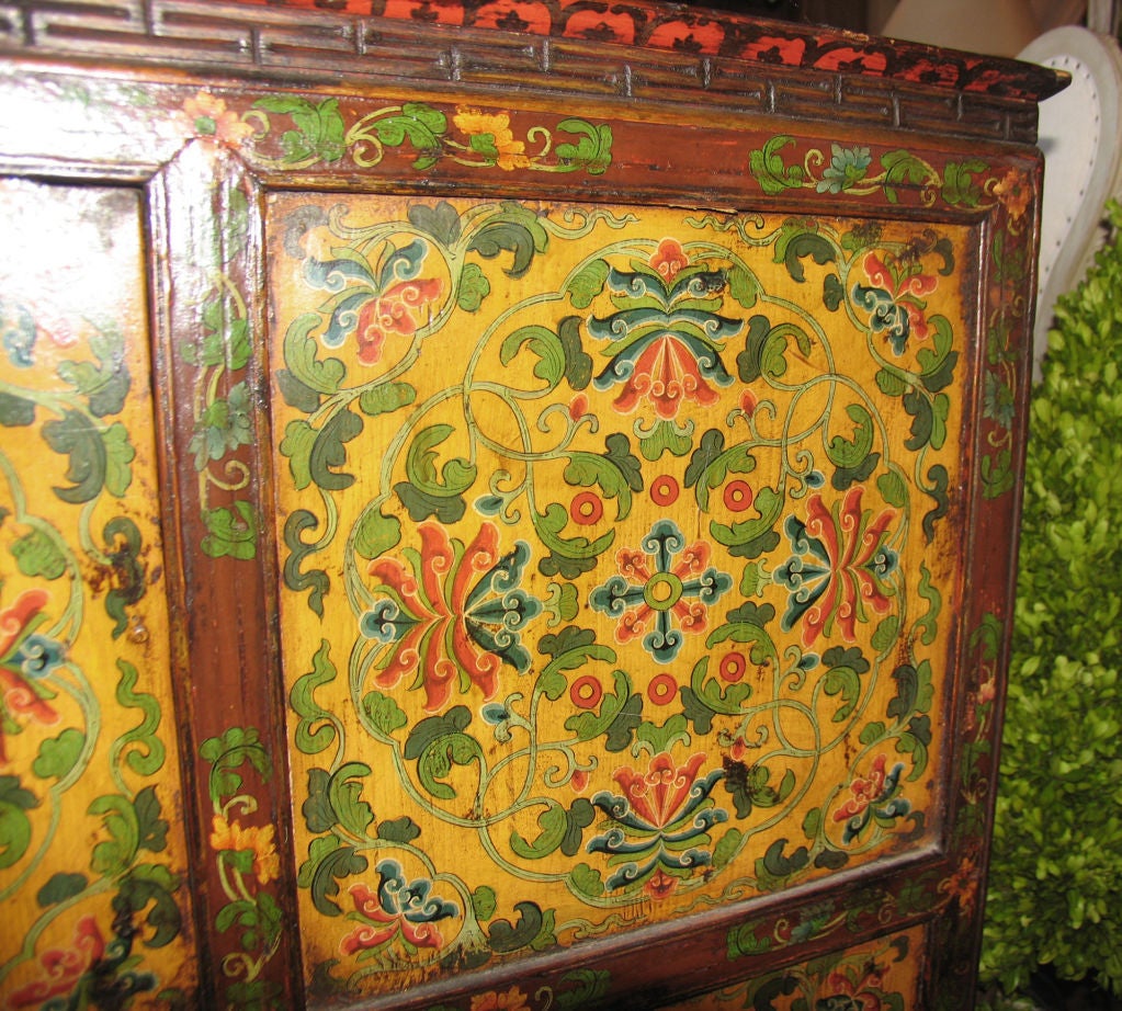 20th Century Antique Painted Tibetan Chest/Cabinet