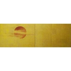 Japanese Screen: Painting of Red Sun on Gold