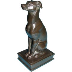 19th Century signed bronze of seated dog