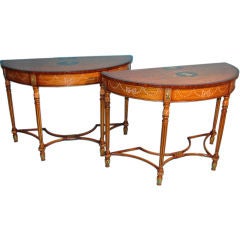 A pair of Adams style satinwood consoles