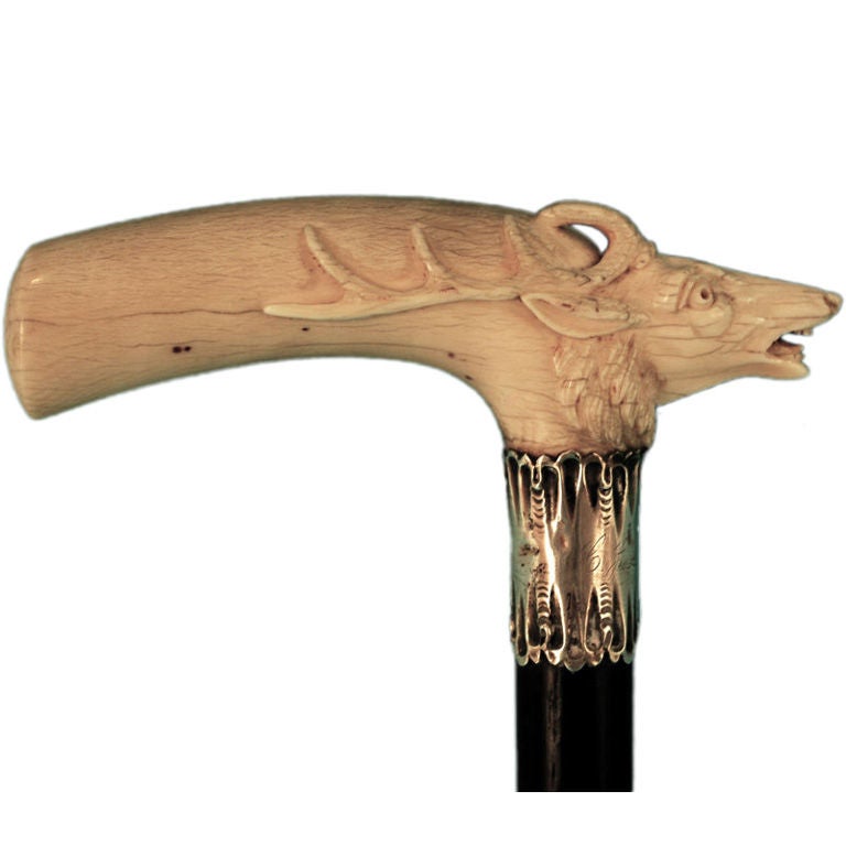 American carved ivory cane