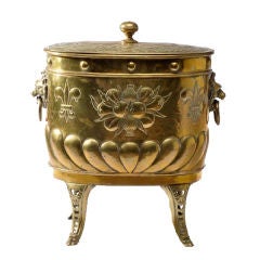 Antique Baroque style brass  bin