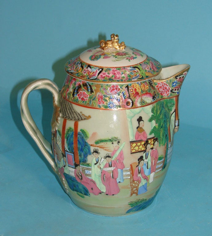 Chinese 18th Century Export Lidded Pitcher, Pot or Cider Jug Hand - Ruby  Lane