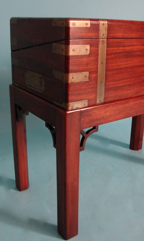 19th Century Brass bound lap desk on stand