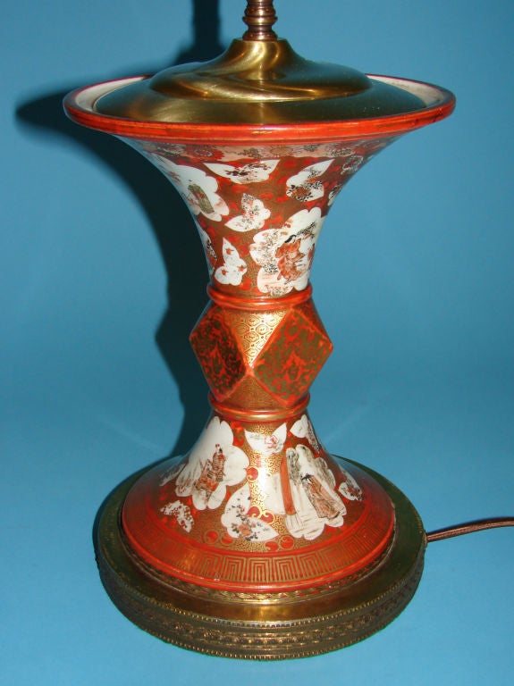 Pair of Kutani Vases Now as Lamps