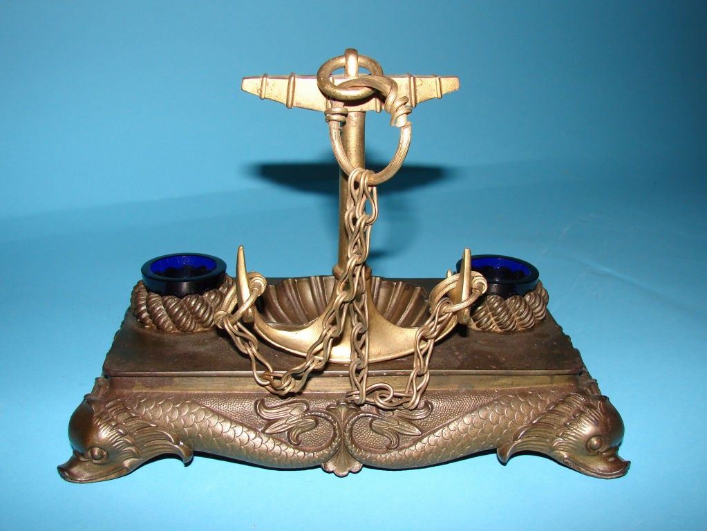 Regency nautical bronze inkstand